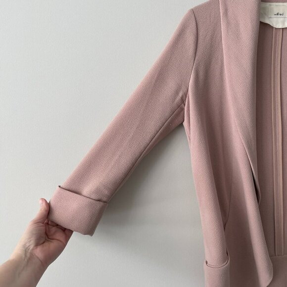 Wilfred Chevalier Open Front Long Sleeve Cuffed Casual Blazer Jacket Pink 00 - Picture 4 of 8